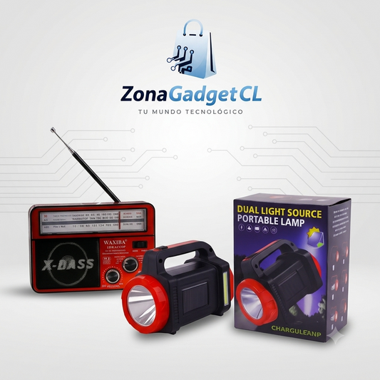 KIT Emergencia - Radio solar /Linterna doble fuente de Luz