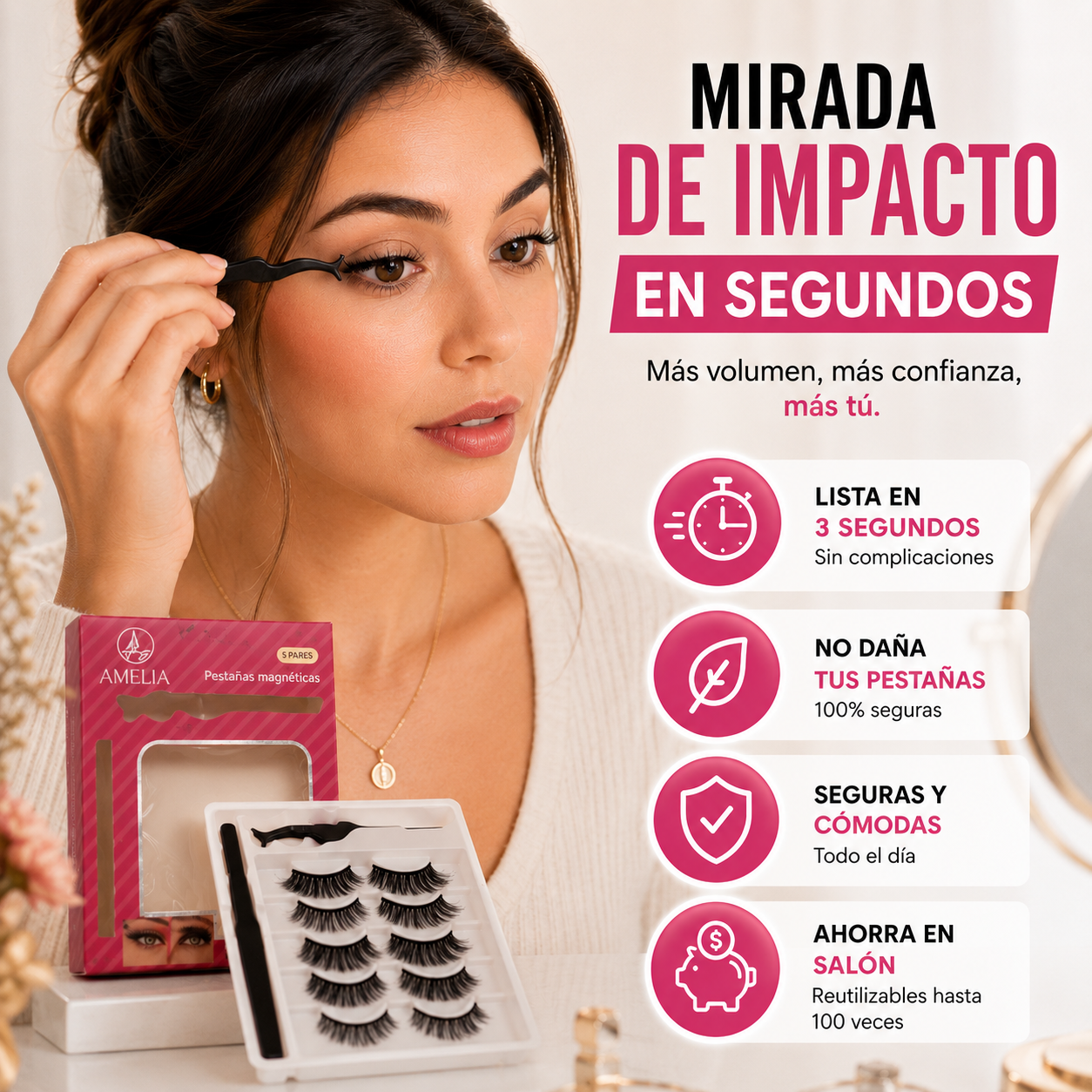 Pestañas magneticas reutilizables - Pretty Eyes