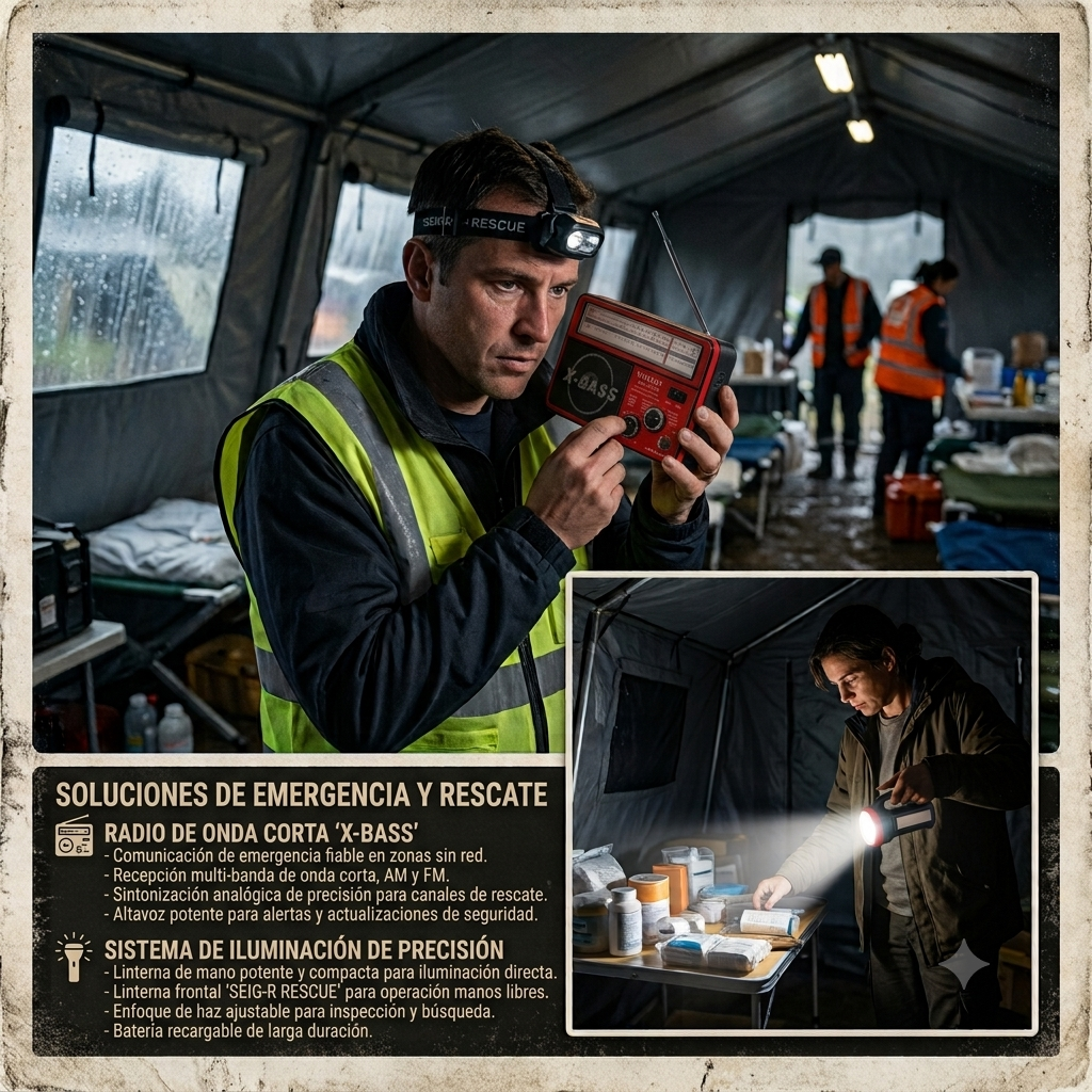 KIT Emergencia - Radio solar /Linterna doble fuente de Luz