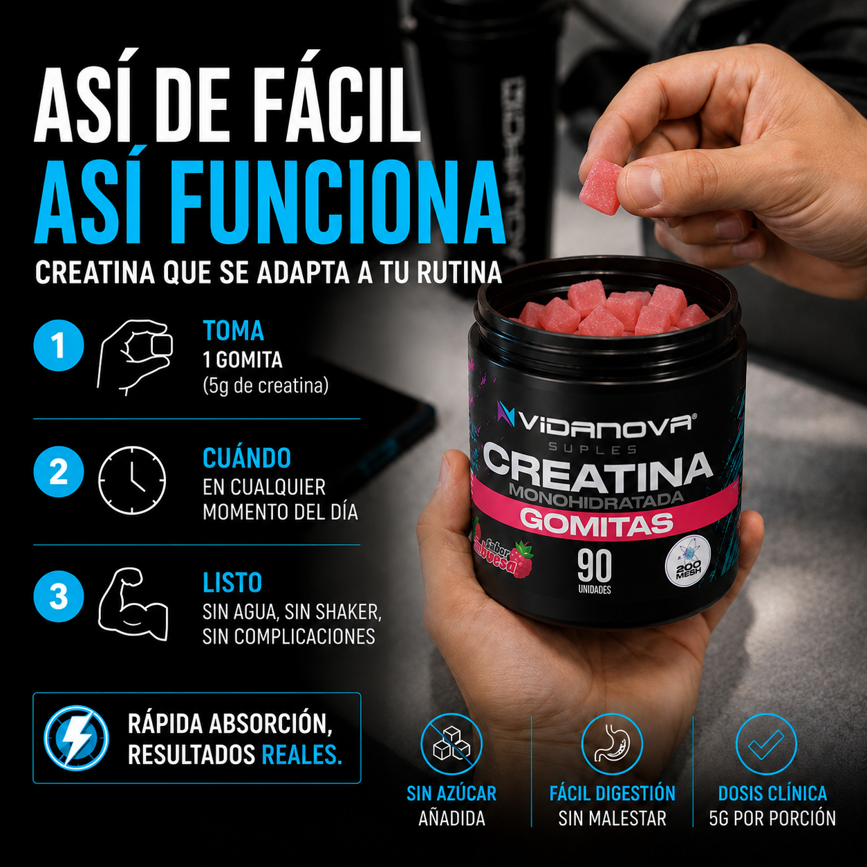 Creatina en gomitas Vidanova® - 90 UNID