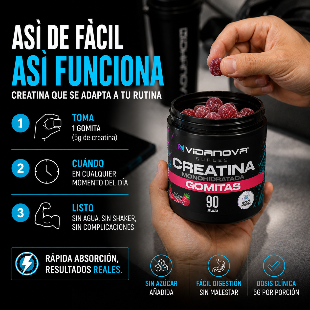 Creatina en gomitas Vidanova® - 90 UNID