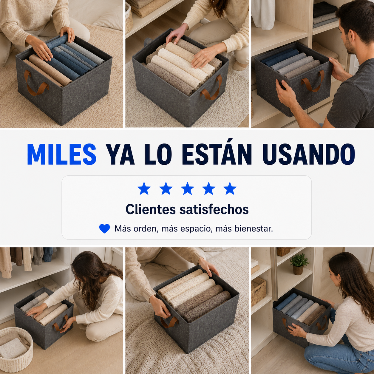 Pack x3 Canastos Organizadores Plegables - 40x30x20 cm