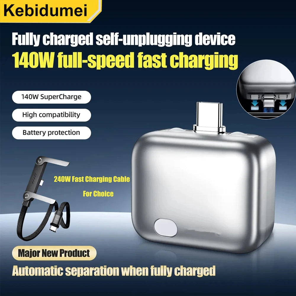 Type-C 140W Physical-Disconnect Battery Guard Anti-Overcharge Protection for Safe Overnight Charging Smart Auto Stop Charging